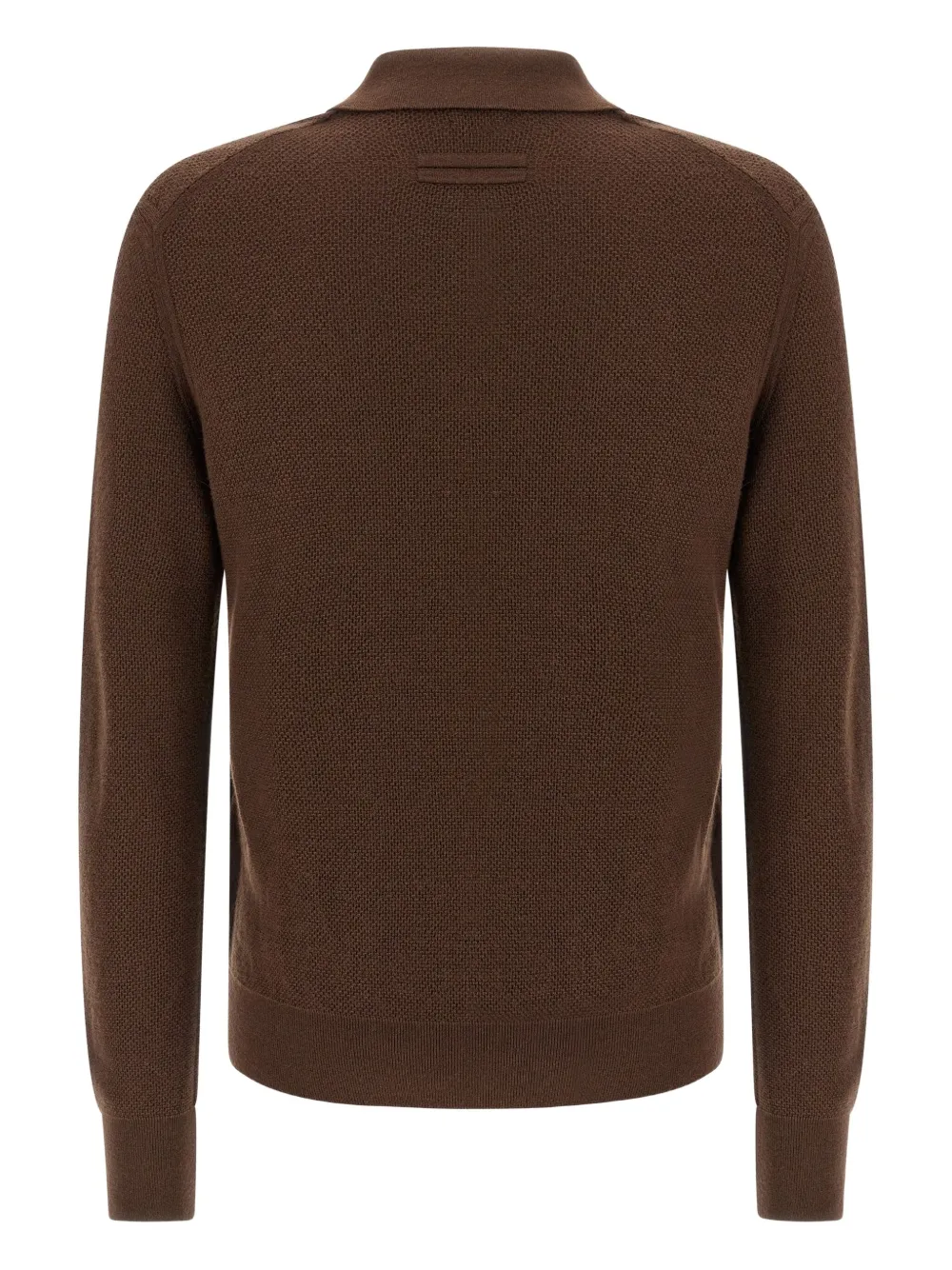 Zegna Oasi jacquard V-neck polo shirt - Bruin