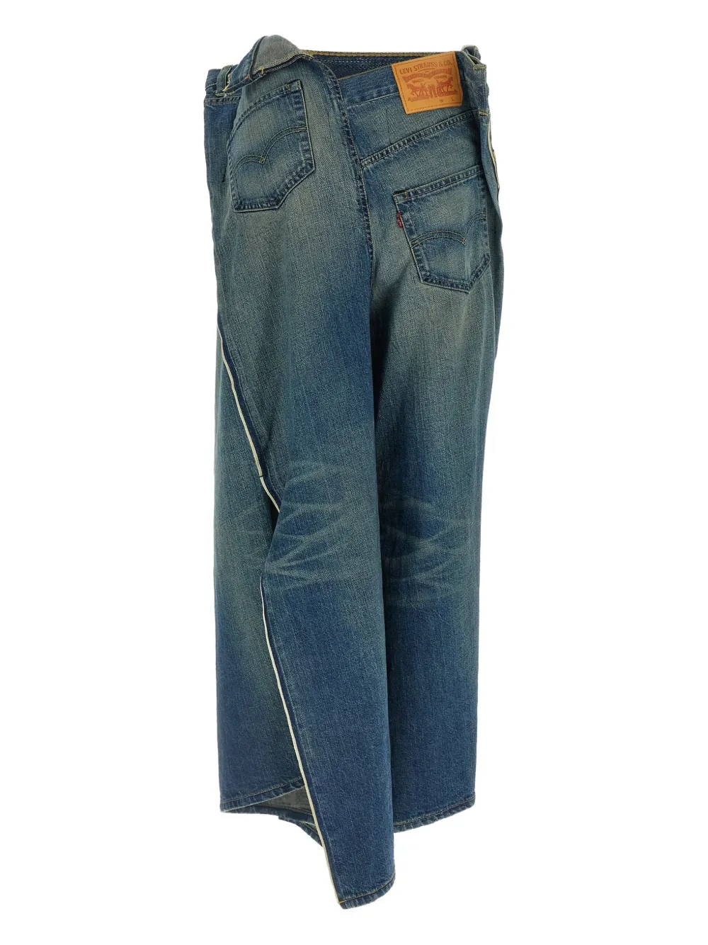 Junya Watanabe x Levi's asymmetric stitched panel jeans - Blauw