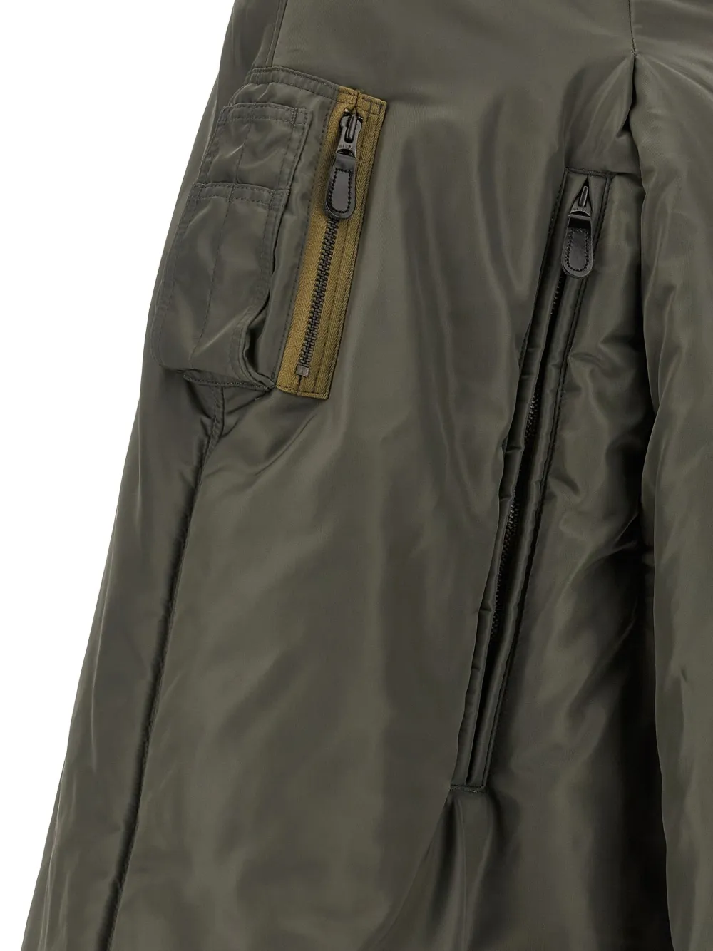 Junya Watanabe Padded Nylon Bomber-inspired Cape With Wool Knit Details In Green