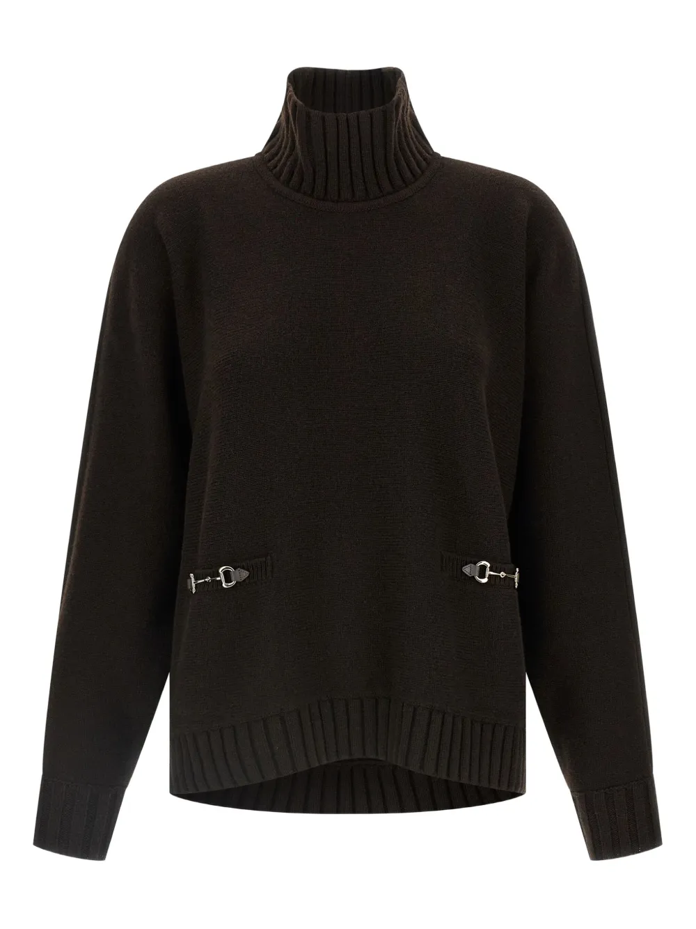 Gucci Horsebit Turtleneck Sweater In Brown