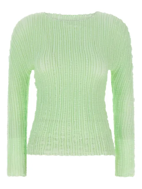 Issey Miyake top plisado con cuello barco