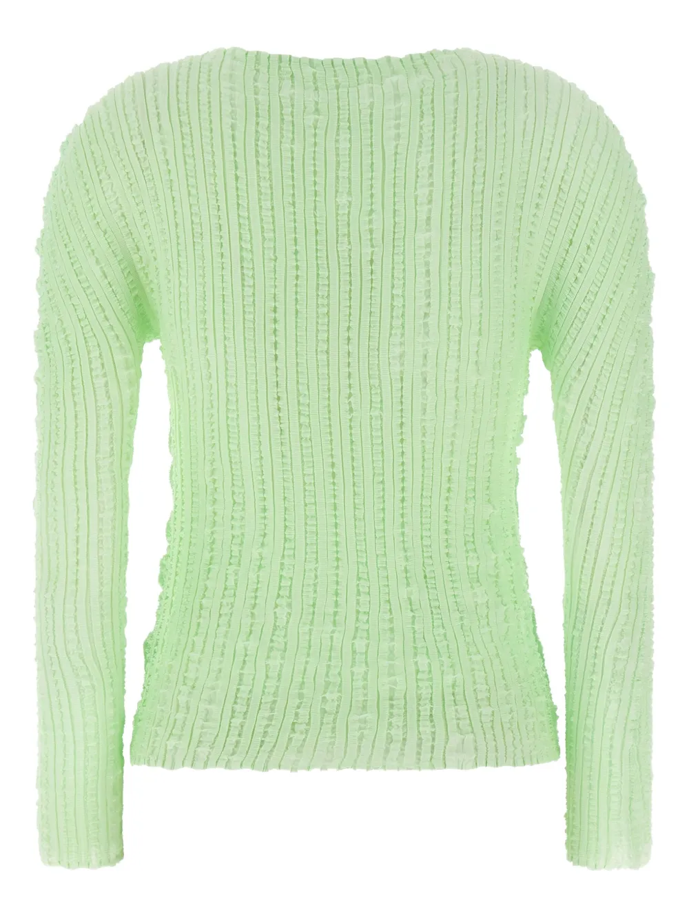 Issey Miyake pleated boat-neck top - Groen