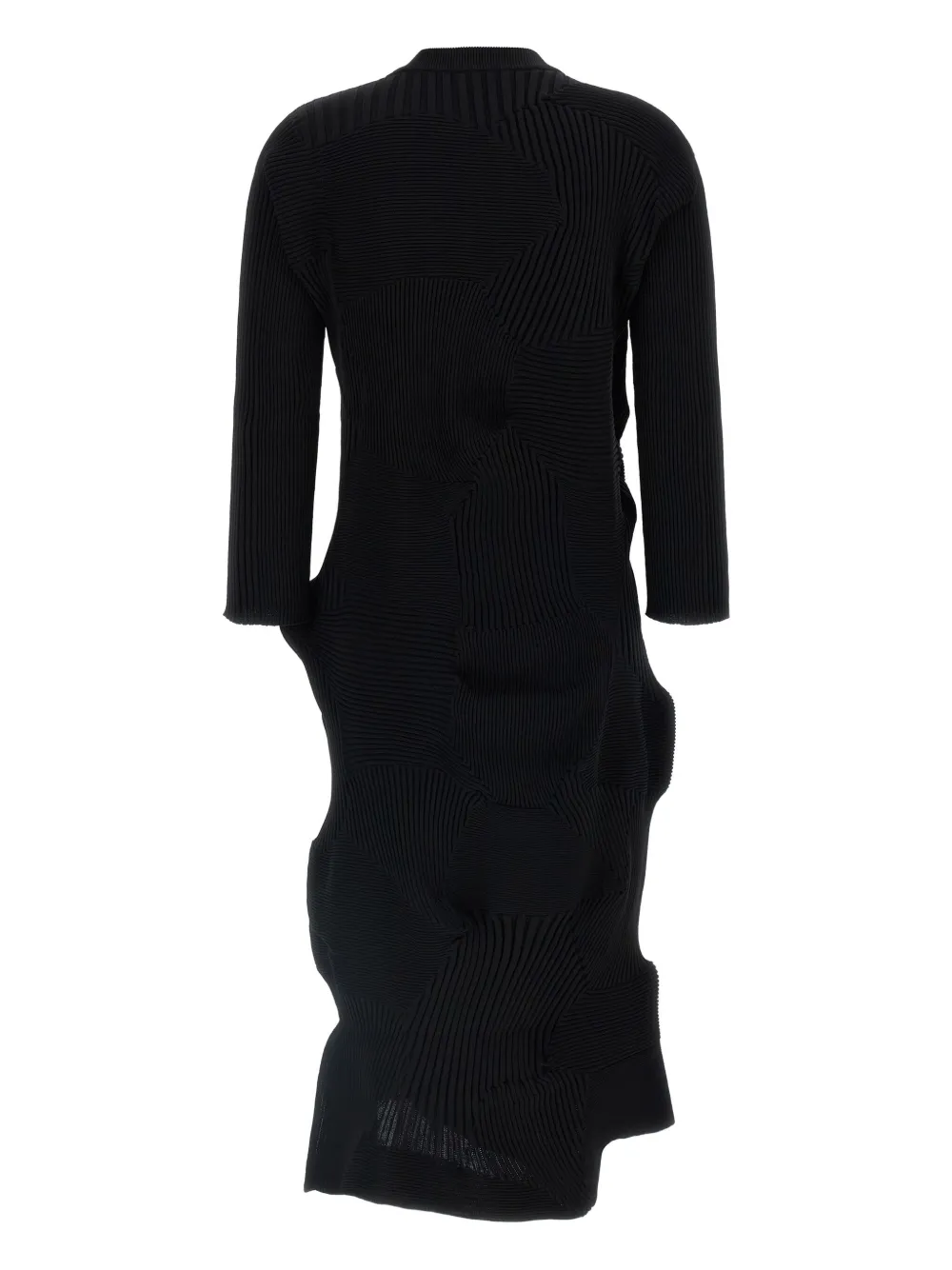 Issey Miyake Kone Kone Patchwork Pleated Midi Dress In Black