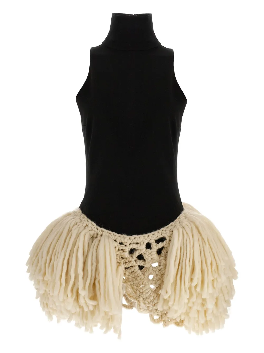 Magda Butrym Textured Sleeveless Dress Featuring Crochet Detail In Black