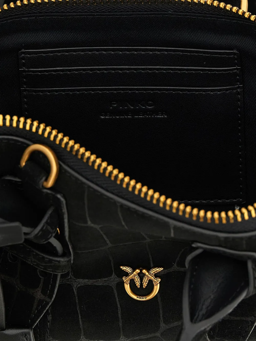 PINKO Handtas met kokosnootprint en metalen logo Zwart