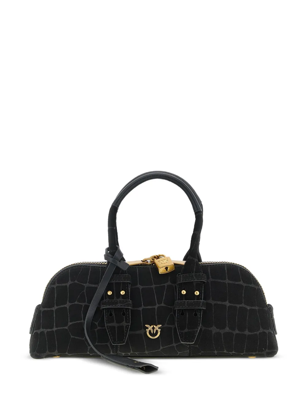 PINKO coconut-print metal logo handbag - Nero