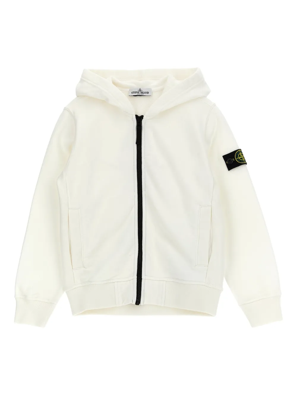 Stone Island Junior logo zip hoodie | White | Image 1
