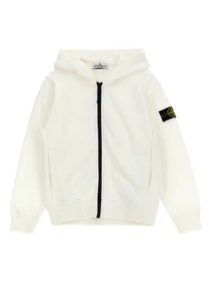 Stone Island Junior ジップアップ パーカー | ホワイト | FARFETCH JP