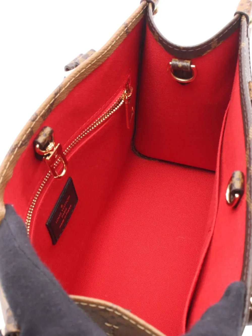 Pre-owned Louis Vuitton 2021-2025 Monogram Reverse Giant Onthego Pm Satchel In Brown