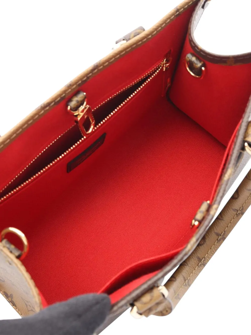 Pre-owned Louis Vuitton 2021-2025 Monogram Reverse Giant Onthego Pm Satchel In Brown
