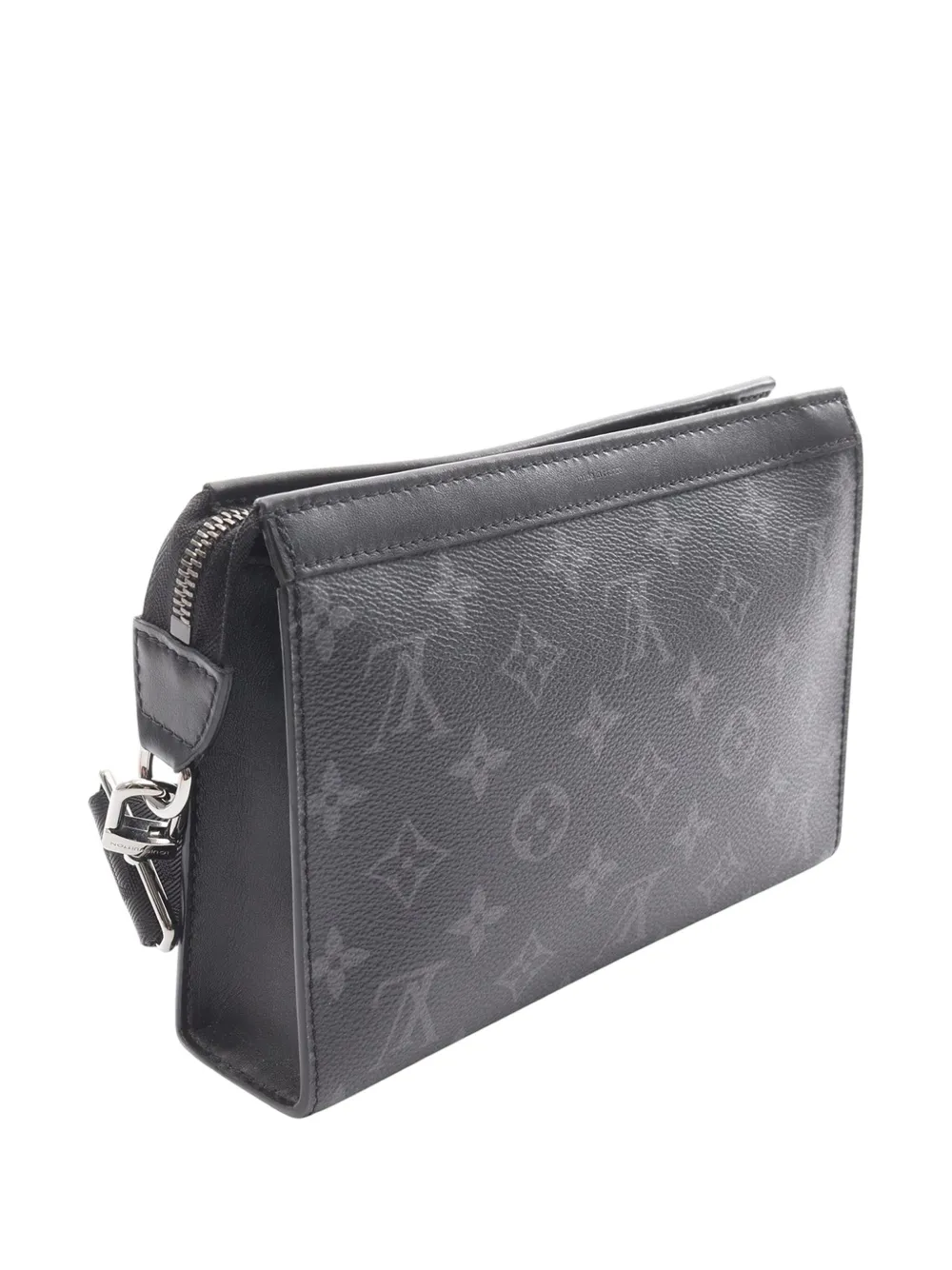 Pre-owned Louis Vuitton 2021-2025 Monogram Eclipse Gaston Wearable Wallet Crossbody Bag In Black