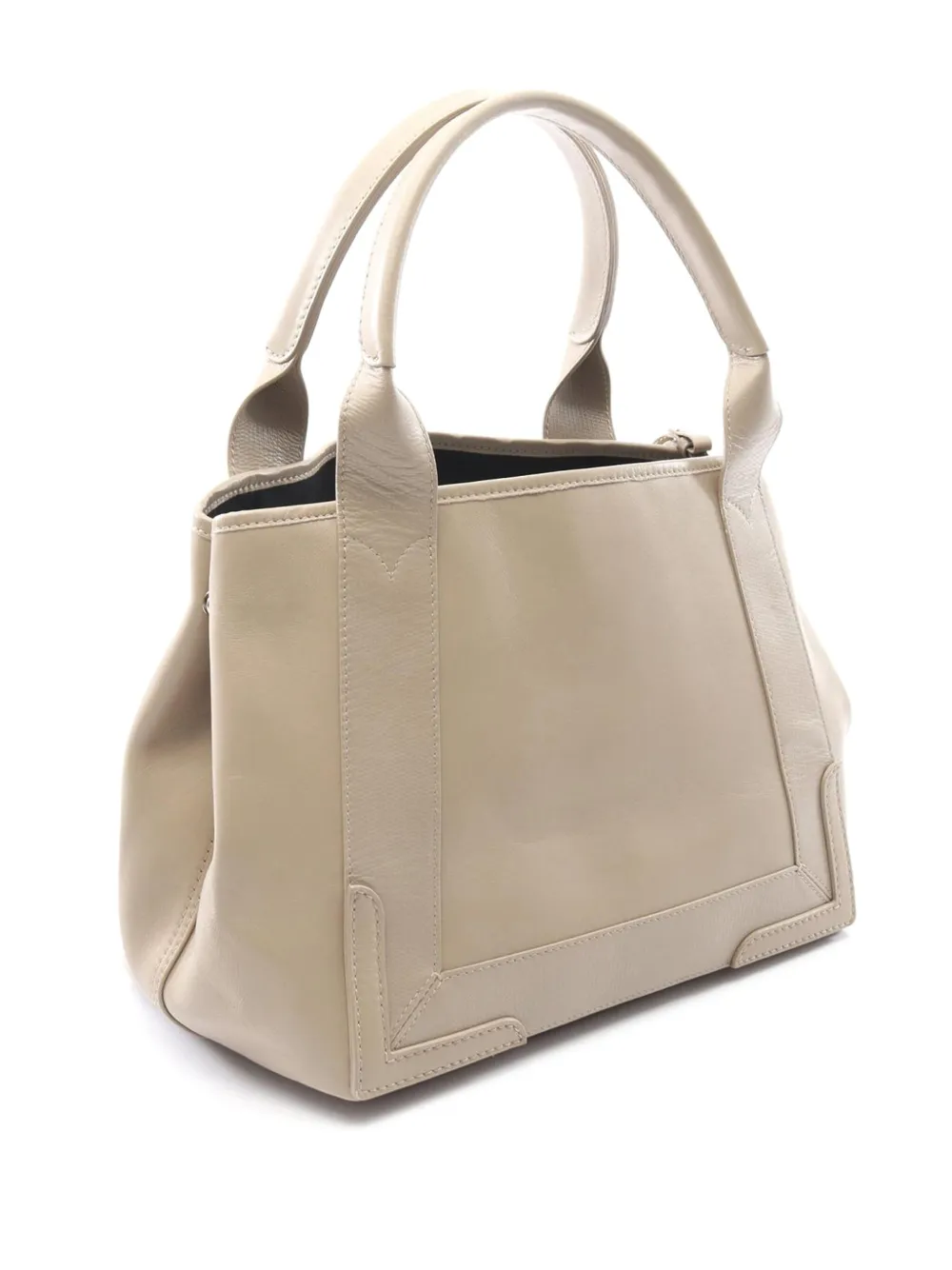 Pre-owned Balenciaga 2005-2025 Leather Navy Cabas Tote S Satchel In Brown