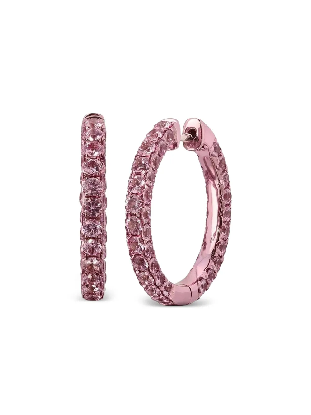 graziela Orecchini a cerchio in oro bianco 18 carati rodiato con zaffiri - Rosa