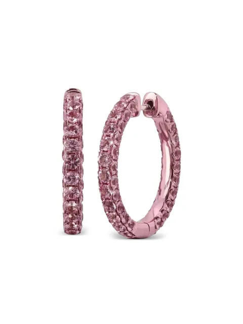 graziela 18K white gold rodhium and sapphire hoop earrings