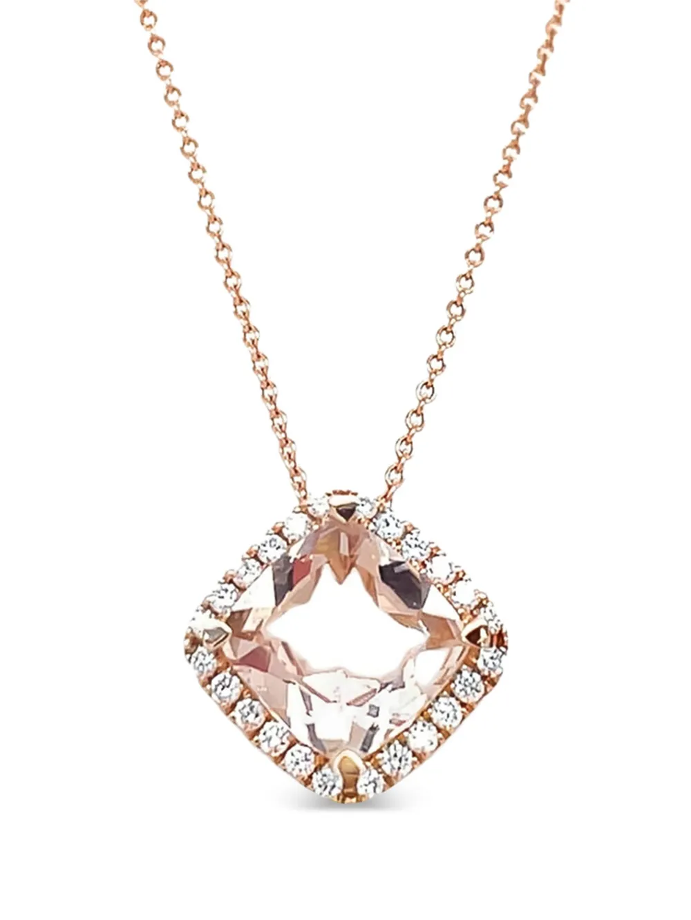 Lisa Nik 18k Rose Gold Diamond And Morganite Necklace In Gold