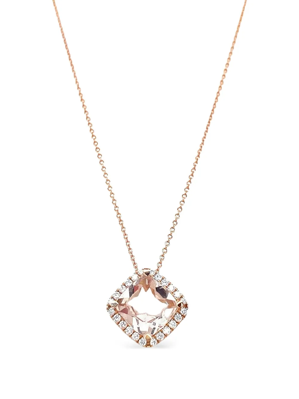 Lisa Nik 18k Rose Gold Diamond And Morganite Necklace In Gold