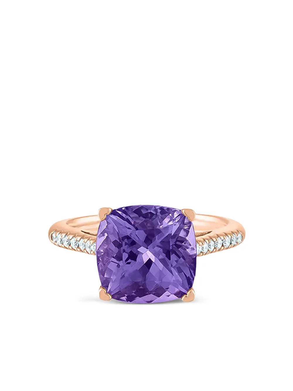 Lisa Nik 18k Rose Gold Amethyst And Diamond Ring In Purple