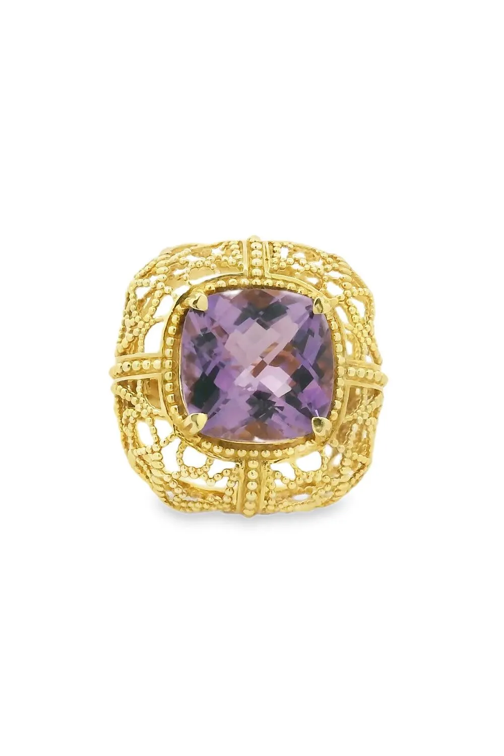 Lisa Nik Anello in oro giallo 18 carati con ametista