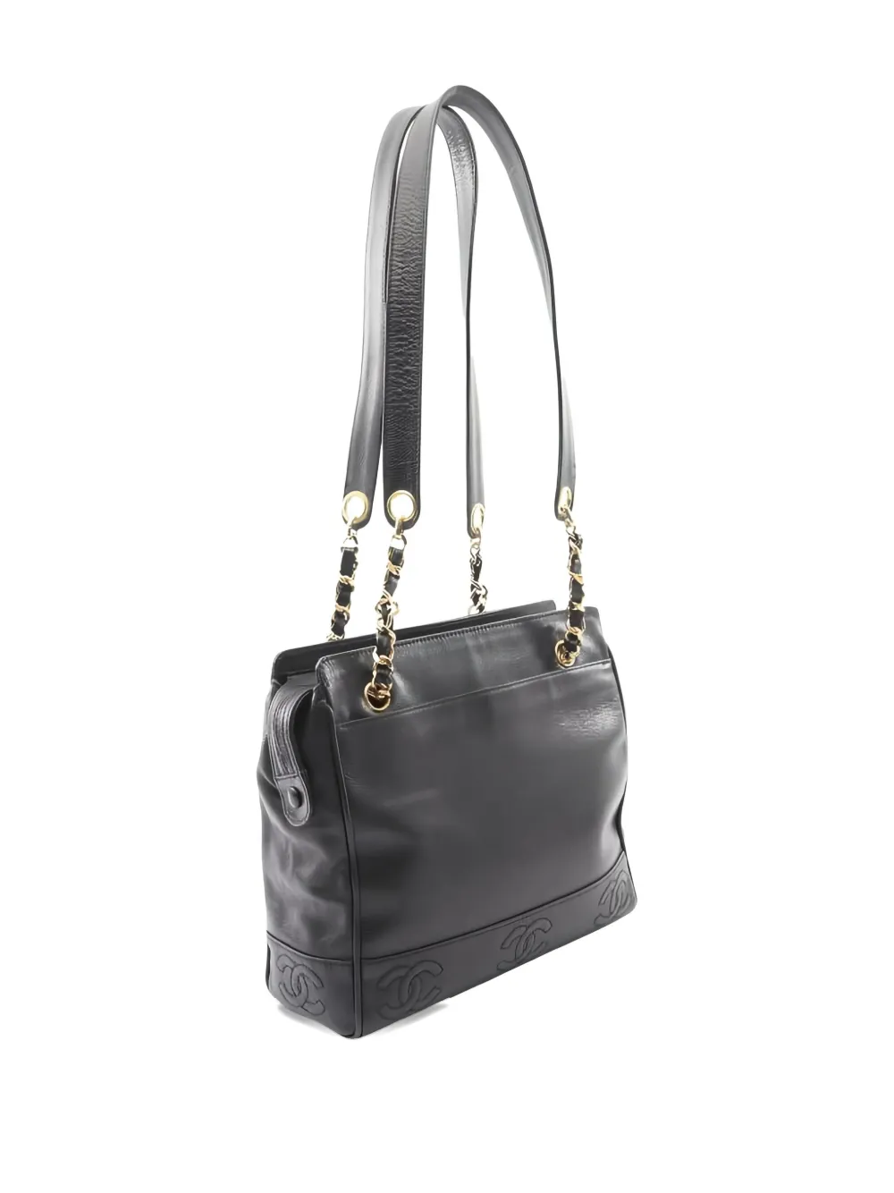 Pre-owned Chanel 1996-1997 Coco Mark Chain Shoulder Bag In Black