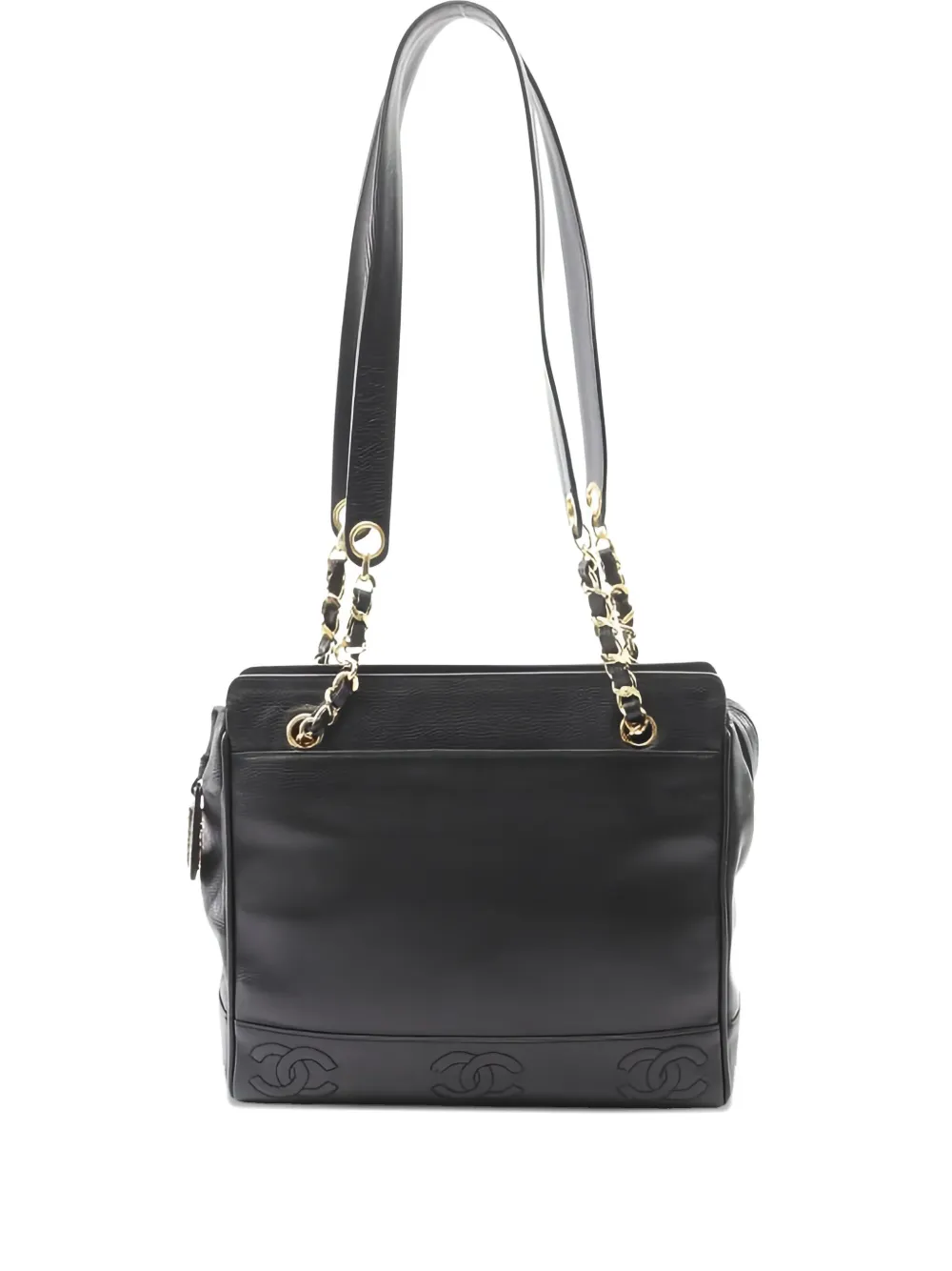 Pre-owned Chanel 1996-1997 Coco Mark Chain Shoulder Bag In Black