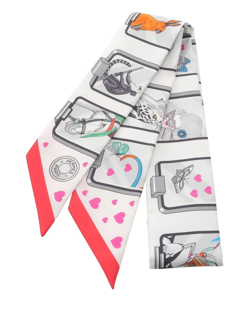 Pre-owned Hermes 2020s Story Twilly Scarf In White