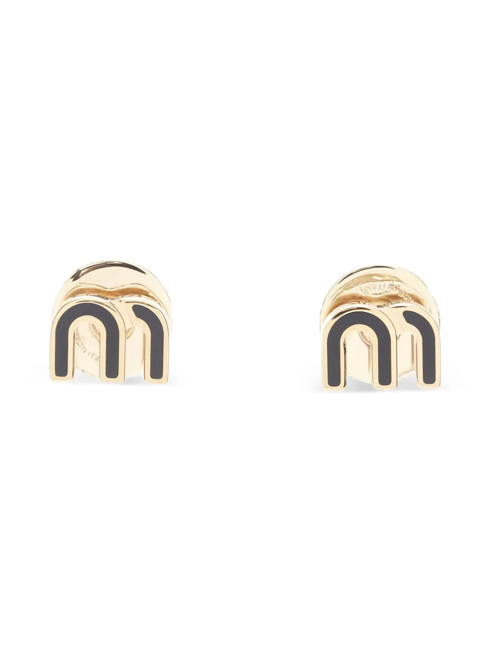 Miu Miu Pre-Owned 2020s ロゴプレート ピアス | ゴールドトーン | Image 1
