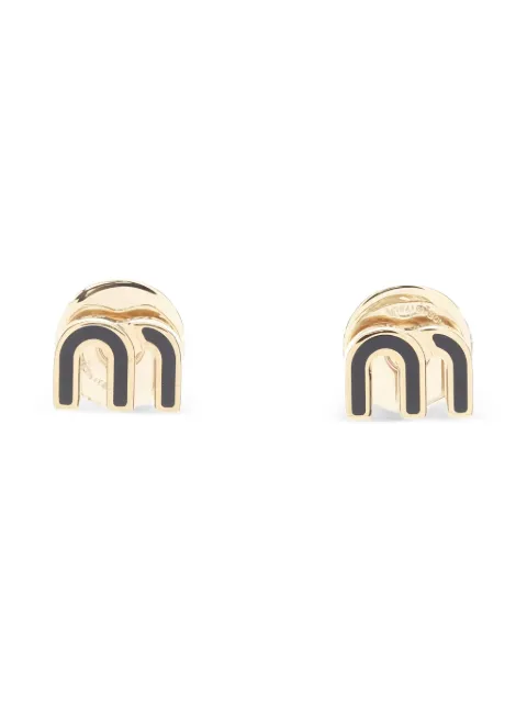 Miu Miu Pre-Owned 2020s logo-plaque stud earrings