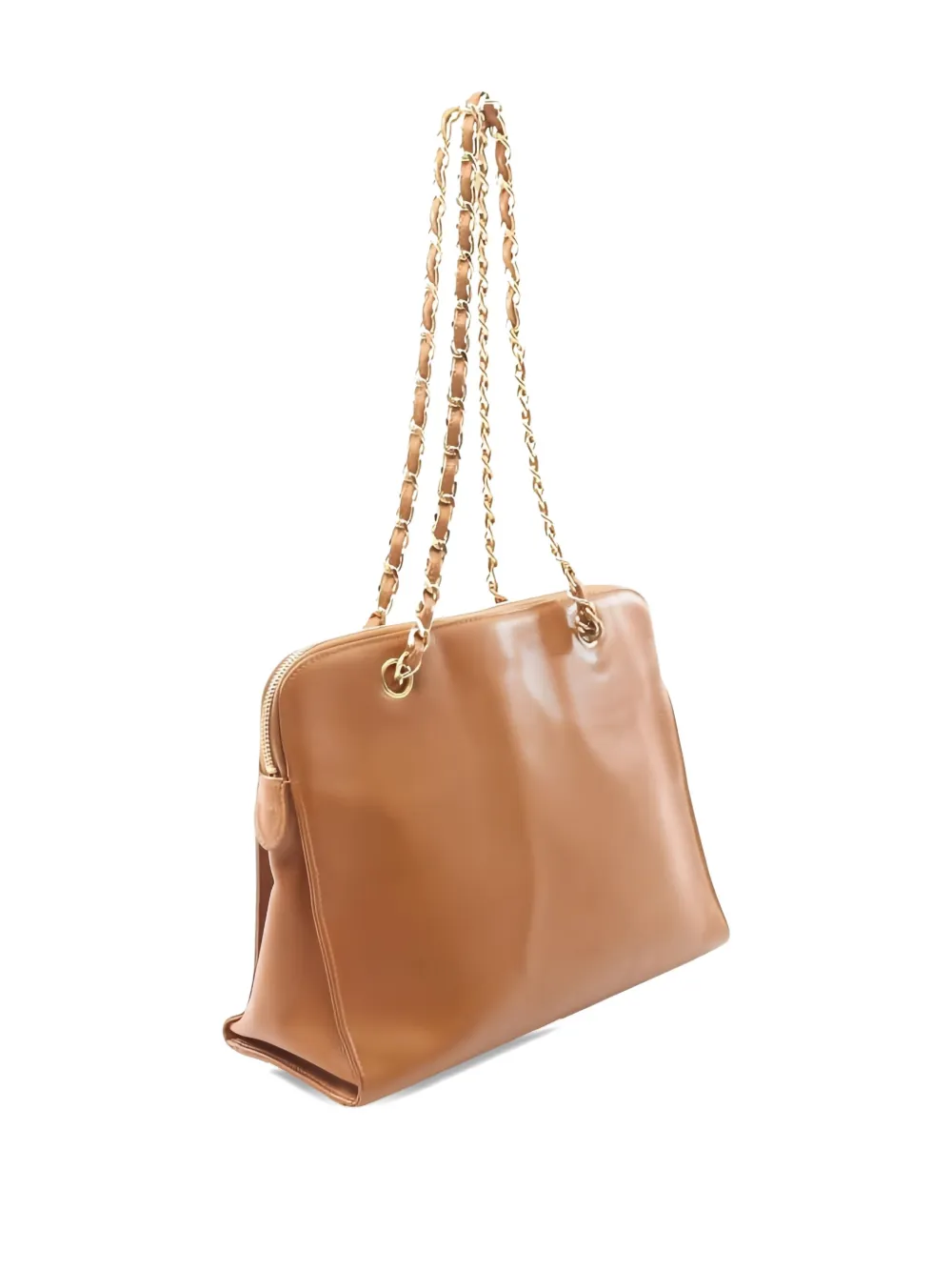 Pre-owned Chanel 1996-1997 Coco Mark Chain Shoulder Tote Bag In Brown