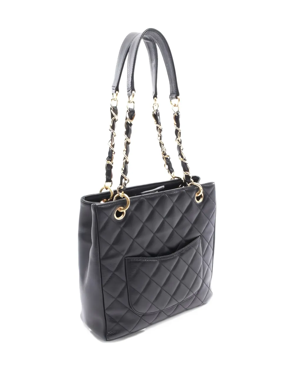 Pre-owned Chanel 2003-2004 Quilted Chain Tote Bag In Black