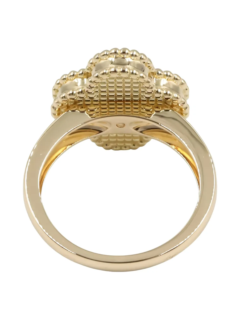 Pre-owned Van Cleef & Arpels 2010s 18k Yellow Gold Alhambra Diamond And Onyx Ring
