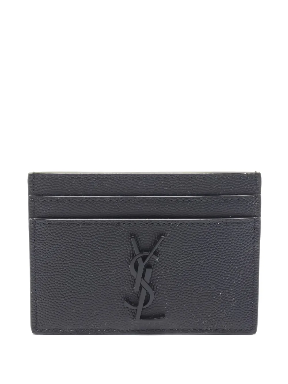 Pre-owned Saint Laurent 2020s Cassandra Logo Card Case In Black