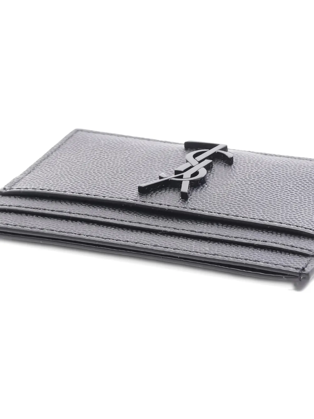 Pre-owned Saint Laurent 2020s Cassandra Logo Card Case In Black