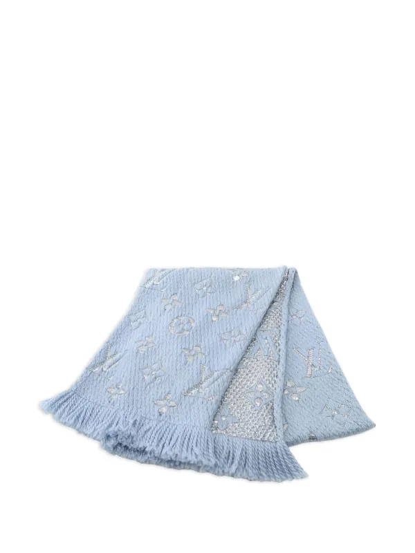 Louis Vuitton Pre-Owned 2017 Logomania Shine Fringed Scarf Blue  FARFETCH AZ