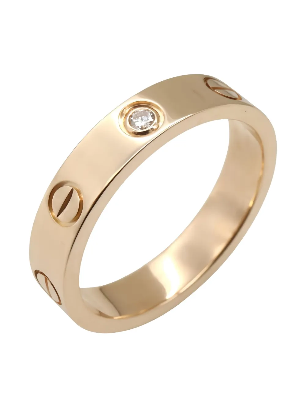 Pre-owned Cartier 2010s 18k Rose Gold Mini Love Diamond Ring In Pink