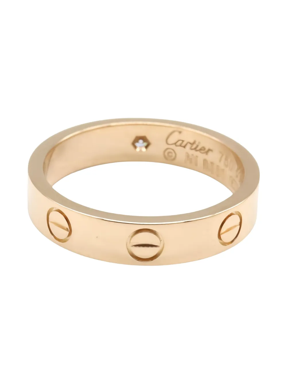 Pre-owned Cartier 2010s 18k Rose Gold Mini Love Diamond Ring In Pink
