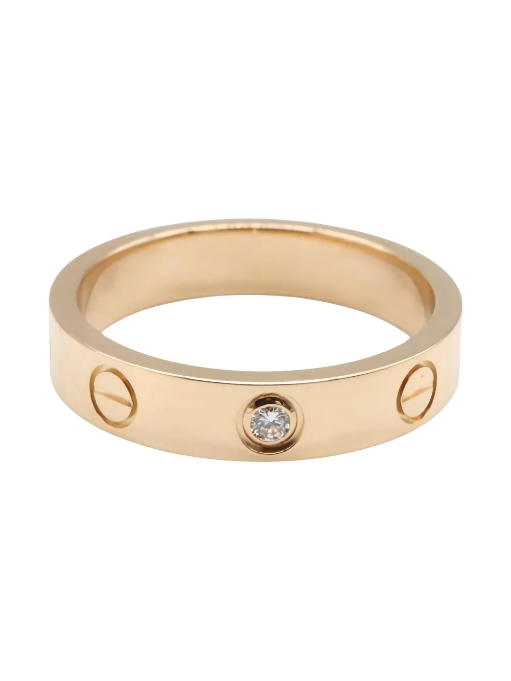 Pre-owned Cartier 2010s 18k Rose Gold Mini Love Diamond Ring In Pink