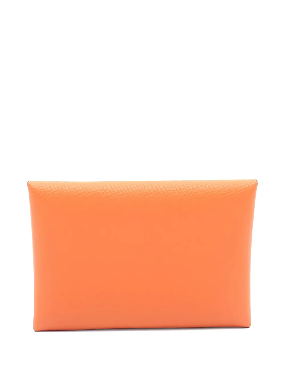 Pre-owned Hermes 2022 Calviduo Leather Coin Purse In Orange