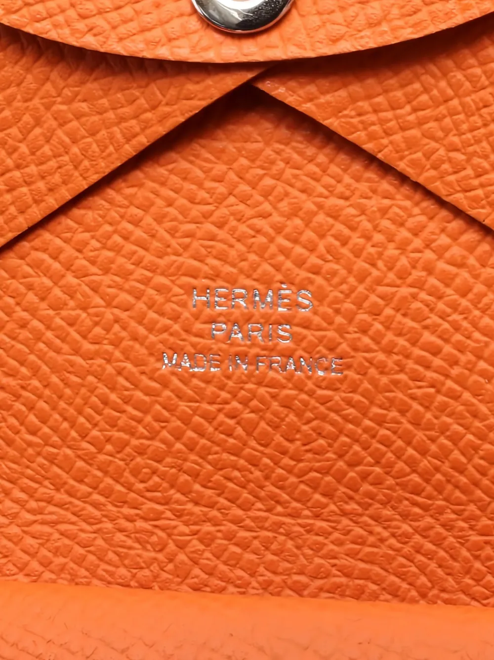 Pre-owned Hermes 2022 Calviduo Leather Coin Purse In Orange