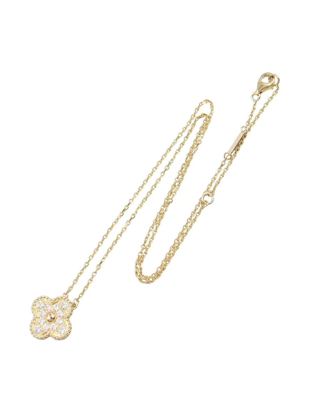 Pre-owned Van Cleef & Arpels 2010s 18k Yellow Gold Alhambra Diamonds Necklace