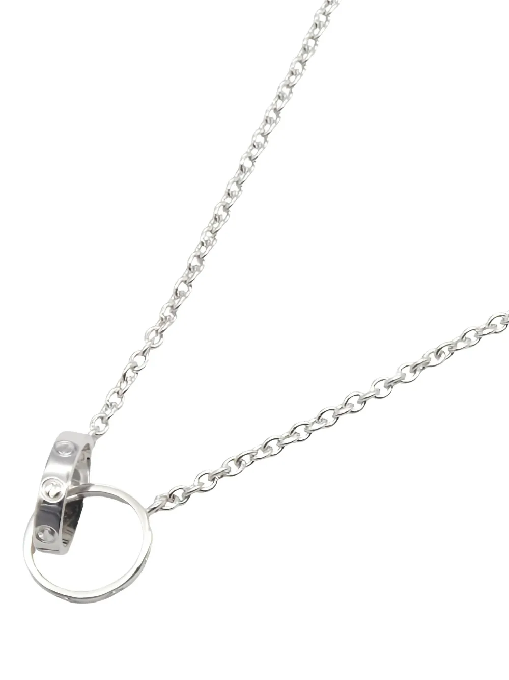 Pre-owned Cartier 2010s 18k White Gold Baby Love Interlocking Necklace In Silver