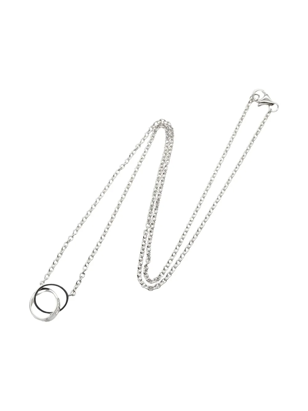 Pre-owned Cartier 2010s 18k White Gold Baby Love Interlocking Necklace In Silver