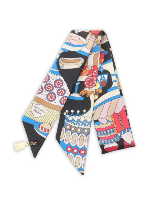 Hermès Pre-Owned 2020's charm Patisserie Francaise ribbon scarf