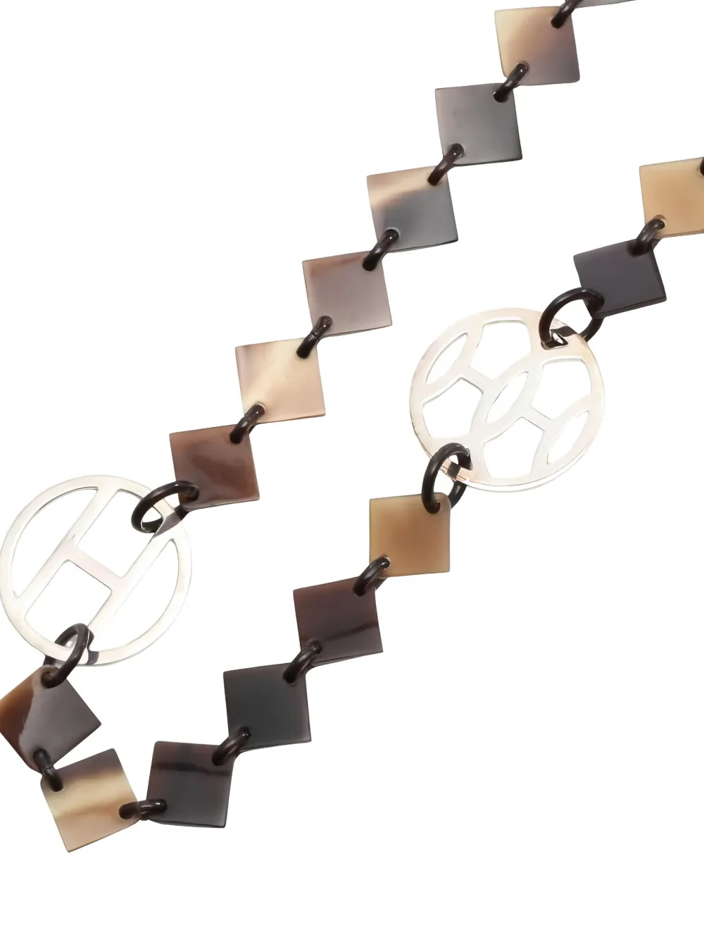 Pre-owned Hermes 2000s Diva Square-link Necklace In Brown