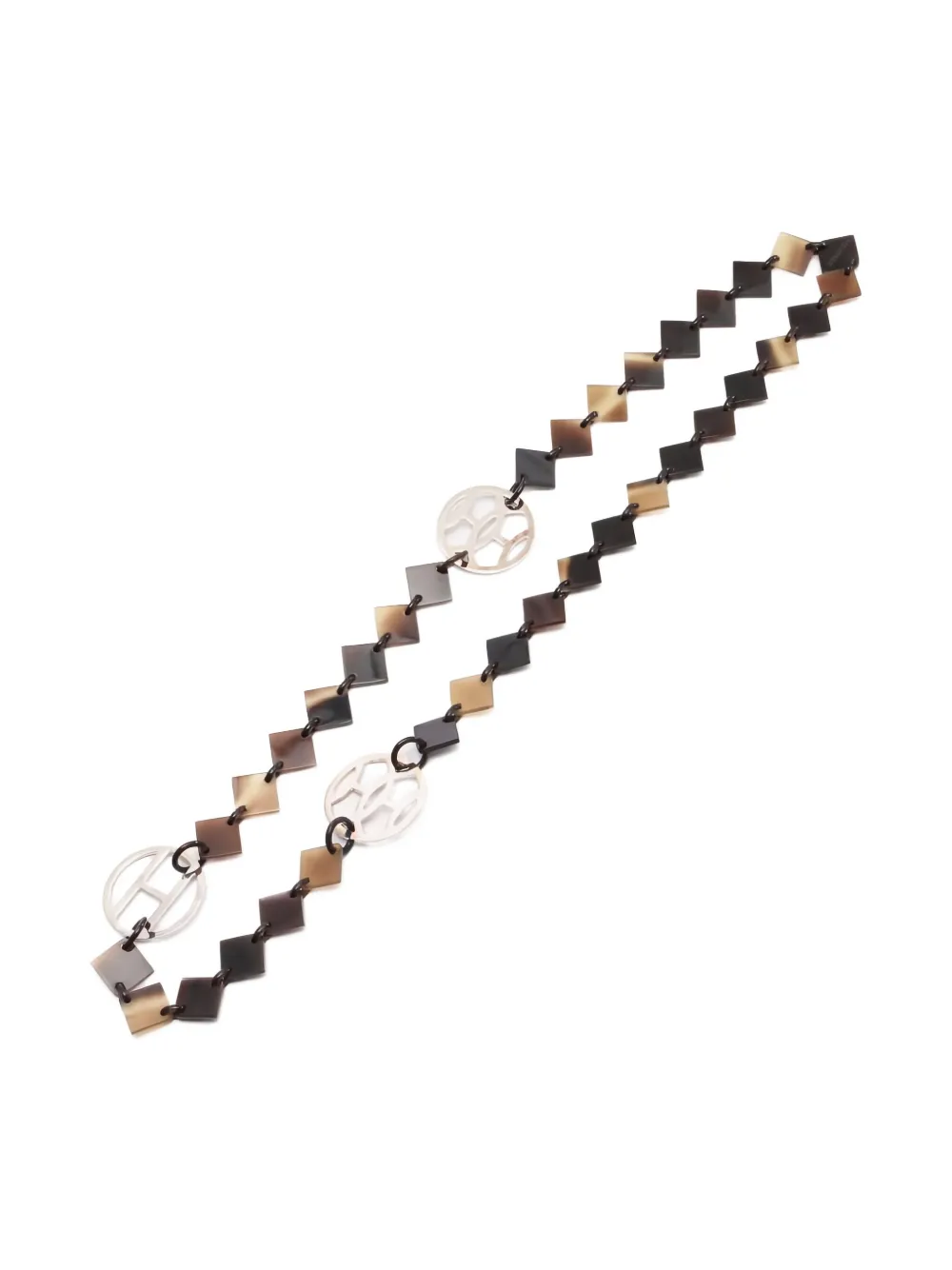 Pre-owned Hermes 2000s Diva Square-link Necklace In Brown