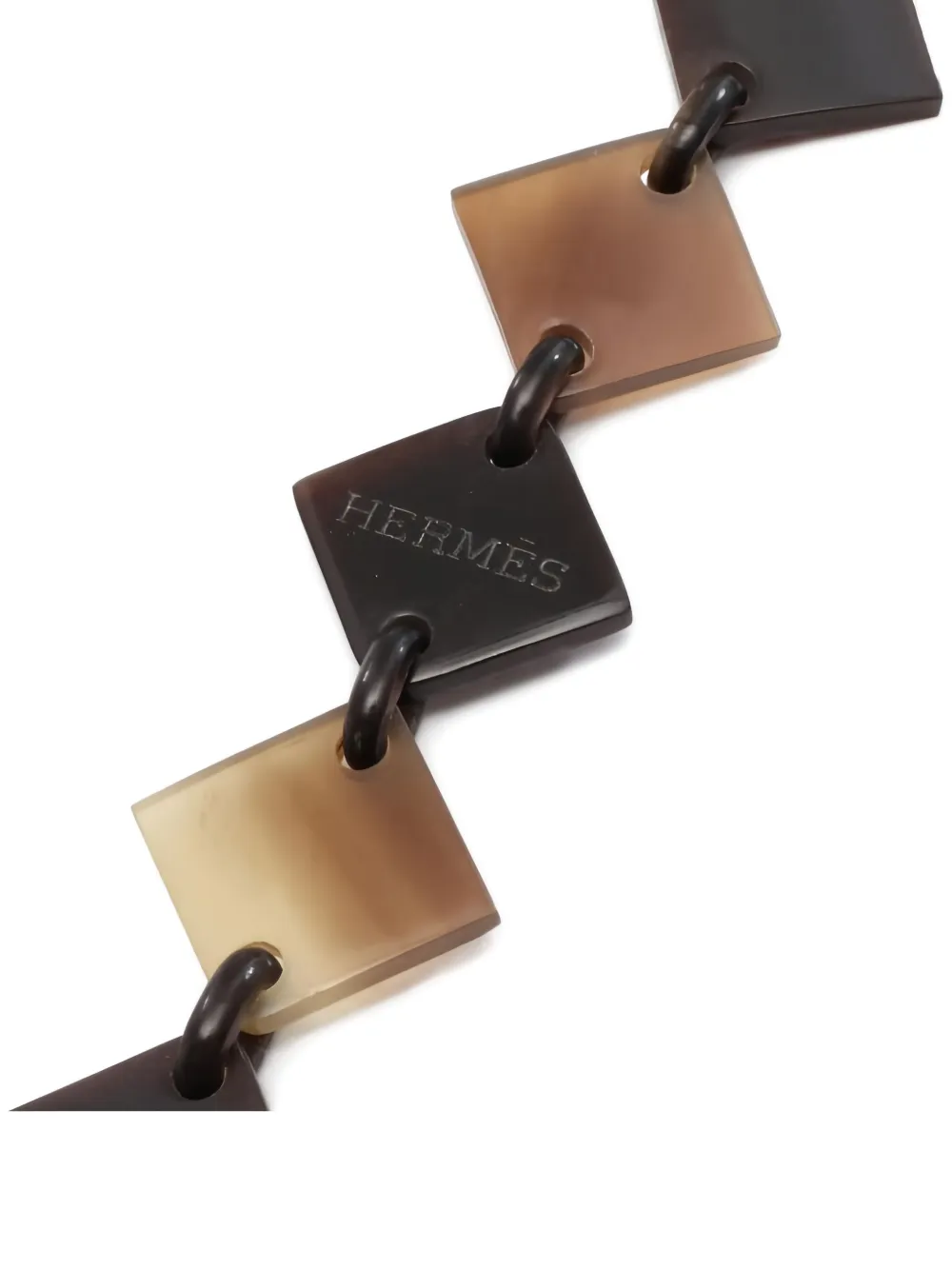 Pre-owned Hermes 2000s Diva Square-link Necklace In Brown