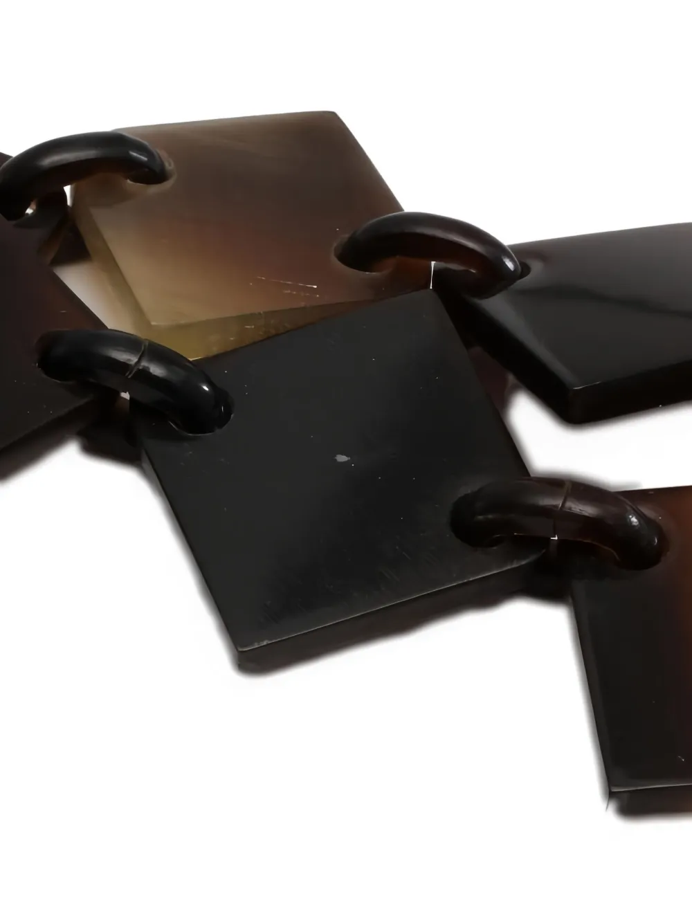 Pre-owned Hermes 2000s Diva Square-link Necklace In Brown