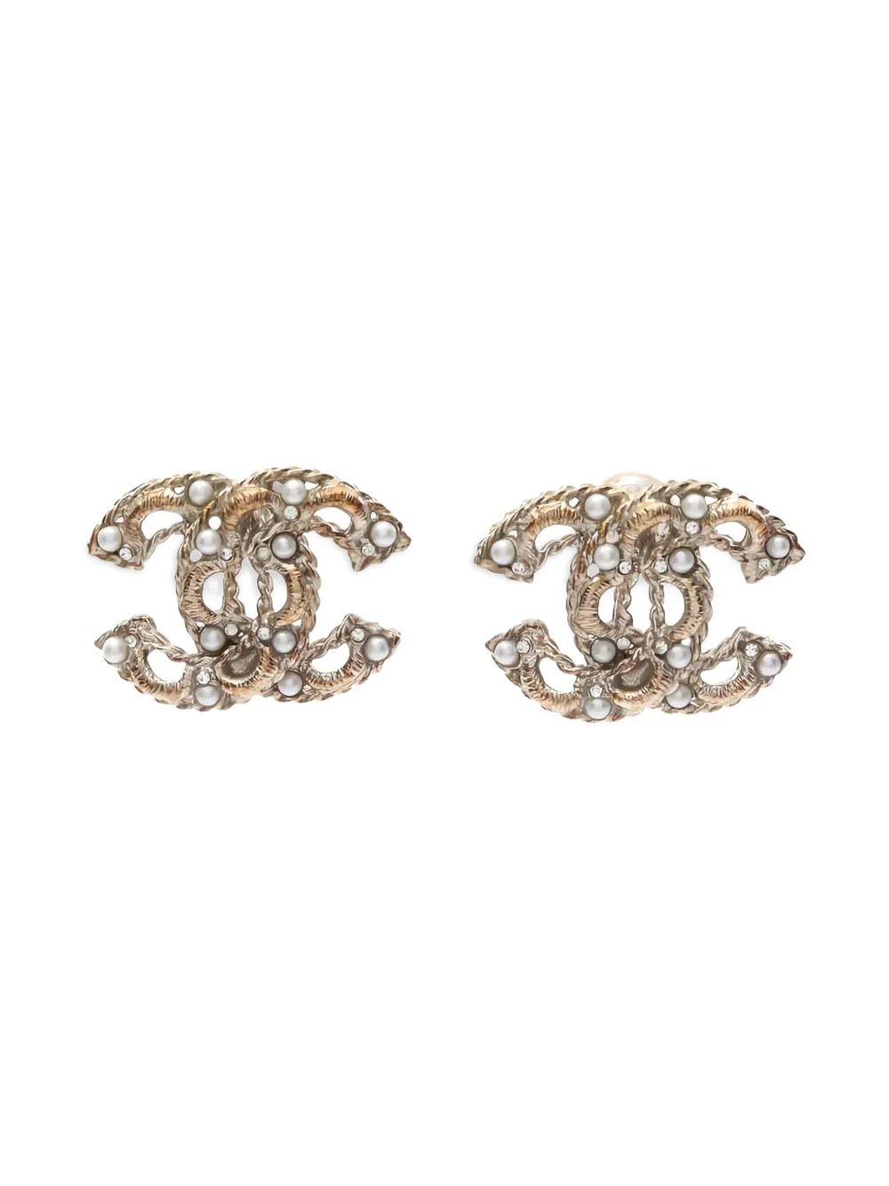 CHANEL Pre-Owned aretes Coco-Mark con perla artificial 1986-1988 | dorado | Image 1
