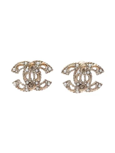 CHANEL Pre-Owned 1986-1988 Coco-mark faux pearl earrings