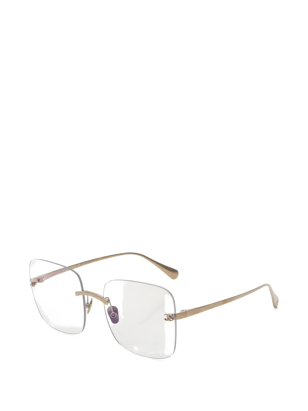 Pre-owned Chanel 1986-1988 Cc Square-frame Sunglasses In Gold