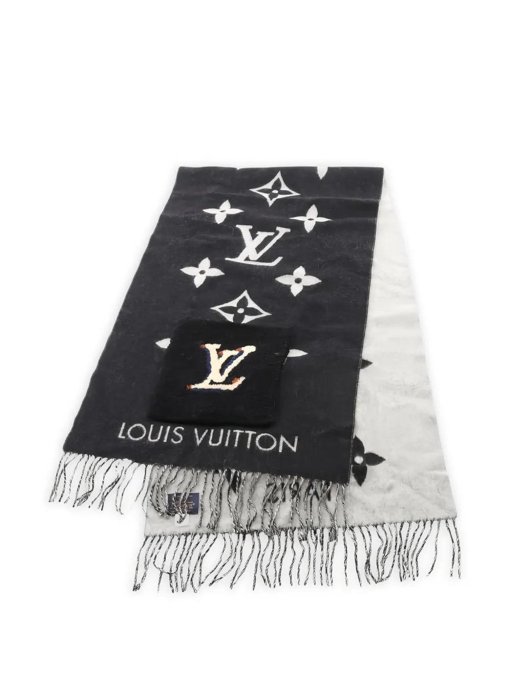 Louis Vuitton Pre-Owned mascada con monograma y flecos 2020 | negro | Image 1